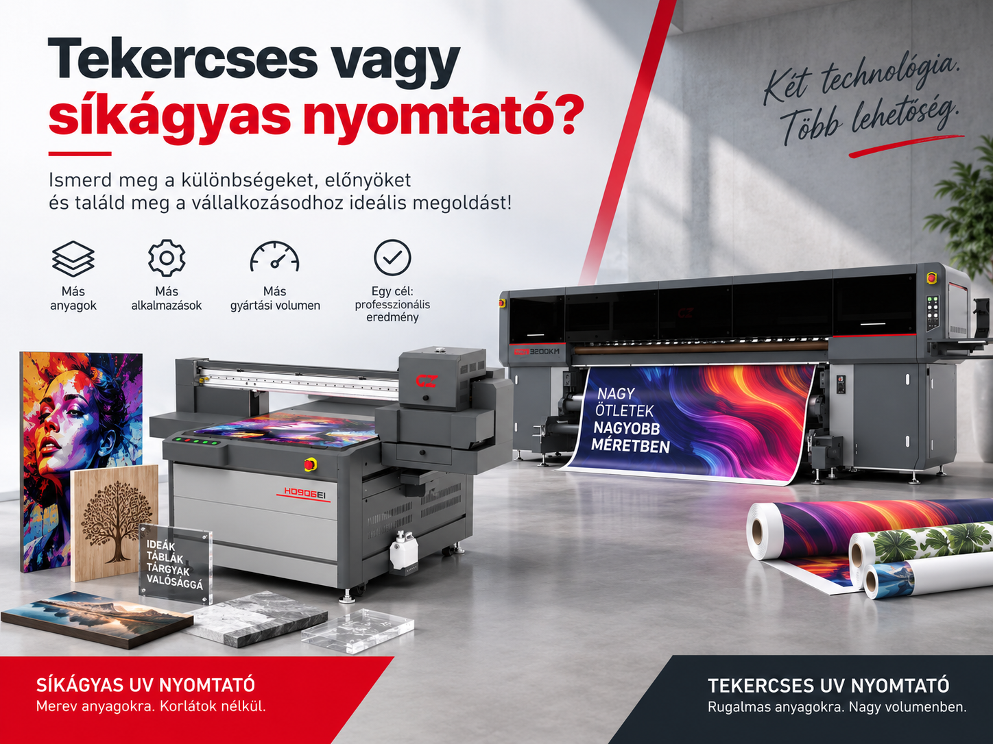 Tekercses vs. sikagyas nyomtato megoldasok Tekercses vs. síkágyas nyomtató megoldások